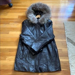 Brown Leather Winter Jacket